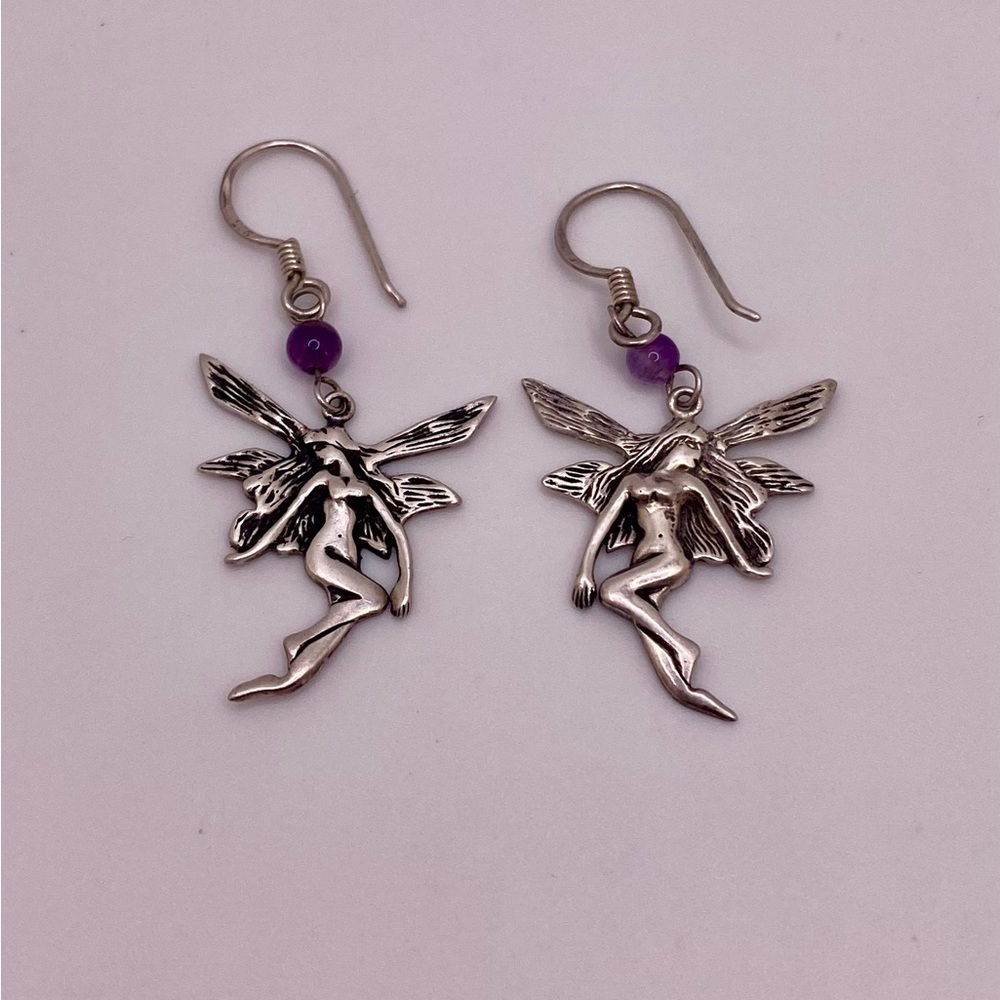 Vintage sterling fairy earrings